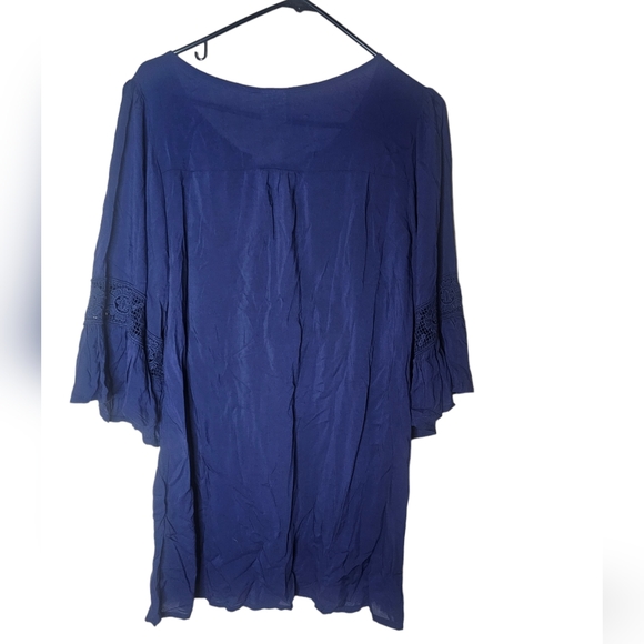 Magnolia Skye women's navy blue crochet design 3/4 sleeves dress size S - Picture 2 of 7